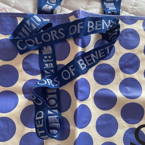 Benetton large multi-purpose shoulder bag with purple polka dots