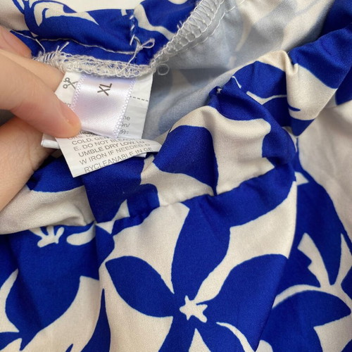 Floral maxi skirt white blue XL-XXL new with elastic waist