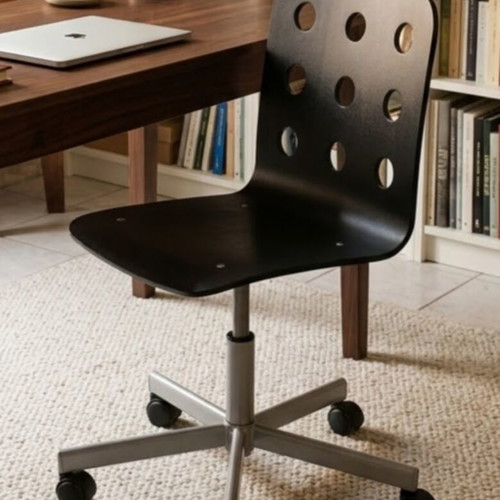 IKEA Jules Wooden Swivel Desk Chair, black finish