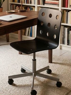 IKEA Jules Wooden Swivel Desk Chair, black finish
