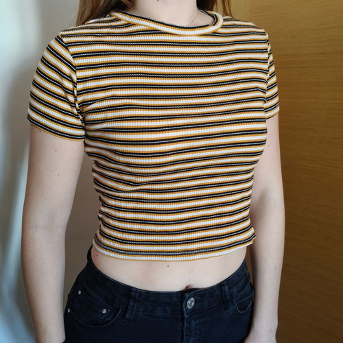 H&M Divided Basic Ribbed Crop Top size S like new, yellow and black