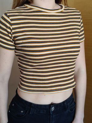 H&M Divided Basic Ribbed Crop Top size S like new, yellow and black