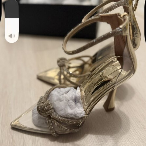 Kurt Geiger high-heeled sandals new, gold and silver with delicate stones
