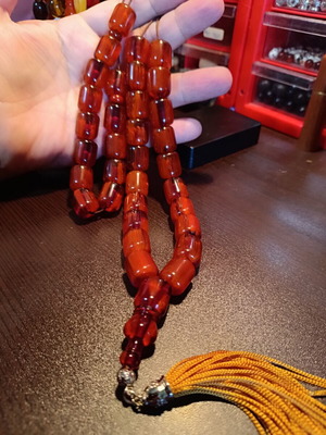 Mastic komboloi worry beads with silk tassel