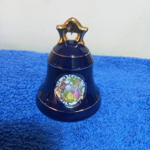 Limoges porcelain bell used with cobalt blue and 22k gold details