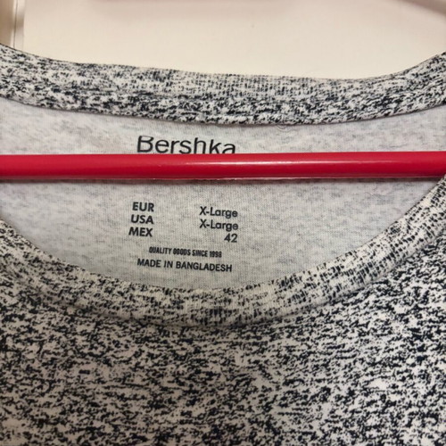 Bershka T-shirt XL grey melange with Brooklyn Bridge patch