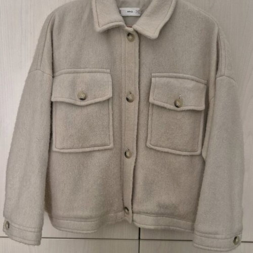 Mango Oversized μάλλινο jacket shacket μπεζ σαν καινούργιο