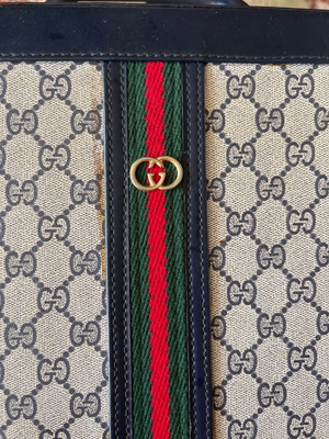 Gucci Vintage Briefcase with GG Canvas and Leather Details Like New