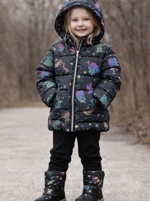 Σετ χειμωνιάτικο κορίτσι H&M μπουφάν και μπότες 29 unicorn σαν καινούργιο