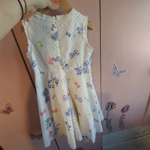 Dress size 8 like new, white and pink