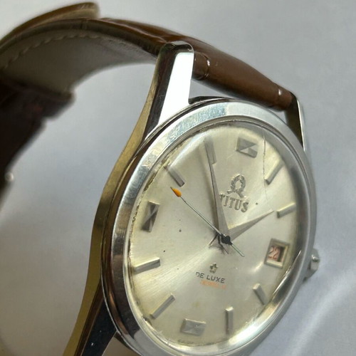 Titus De luxe wind-up watch used, 21 jewels, gray silver