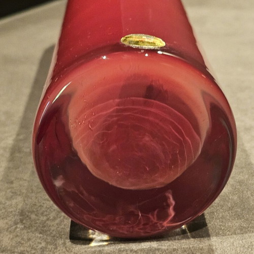 Royal Leerdam Ligne Libre red vase by Siem van de Marel 1993 like new