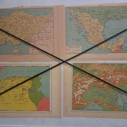 Set of 36 original maps from early 1950s, used
