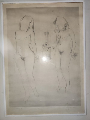 Pavlos Moschidis drawing used, signed, 50x70 cm