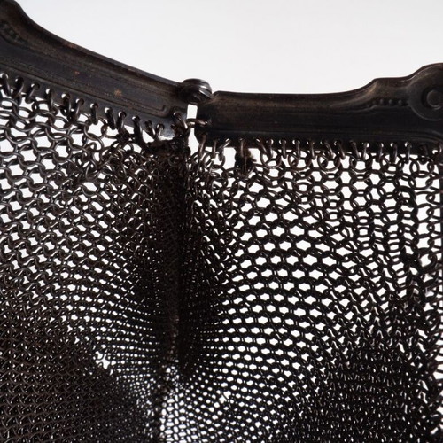 Edwardian Art Nouveau Gunmetal Chainmail Mesh Evening Bag used