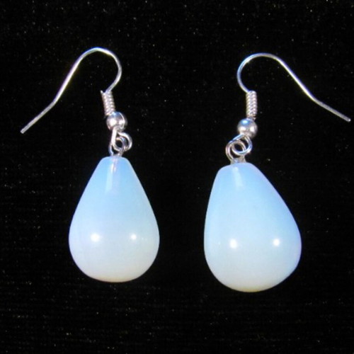 Opalite Drop Earrings new, iridescent white and turquoise