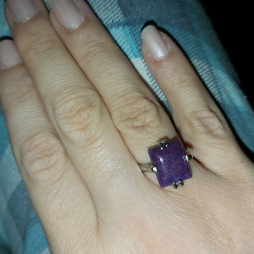 Women's ring with purple matte amethyst stone like new