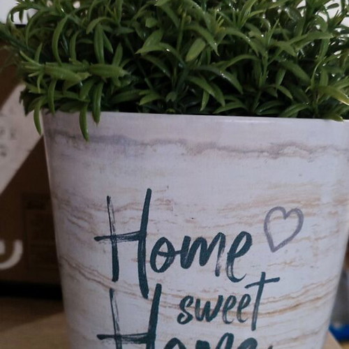 Decorative pot with artificial plant Home Sweet Home new