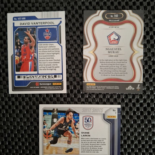 Panini Prizm Basketball Cards David Vanterpool Auto, Shane Larkin /125, Ngal'ayel Mukau