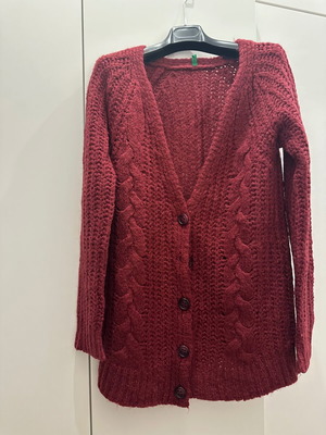 Benetton cardigan burgundy like new, size XS