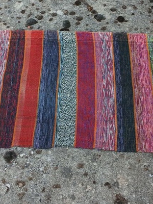 Handwoven traditional rag rug used, 1.90m x 0.65m