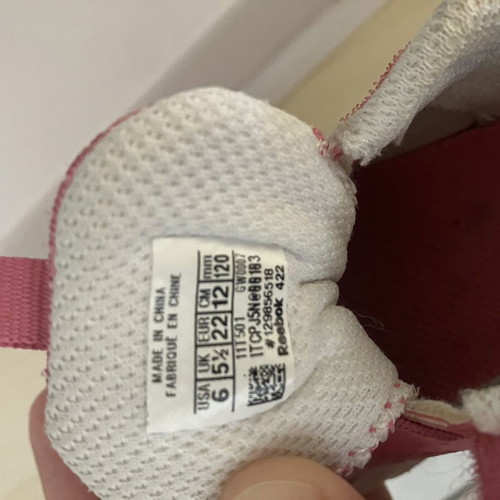 Reebok Athletic Shoes Size 21 Used, Pink