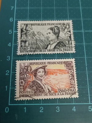 France 1960 stamps like new, 100th anniversary of Savoy and Nice attachment