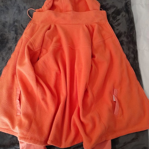 Spring fleece jacket L with removable hood like new, pale apricot