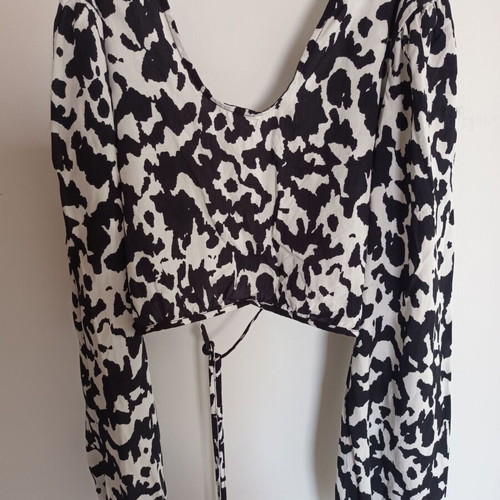 Maaji crop top blouse new, white-black, size S