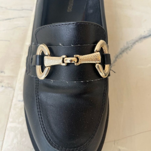 Tsouderos moccasins like new with gold detail and lug sole