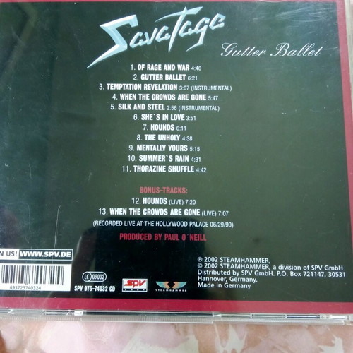 Savatage Gutter Ballet CD like new, metal