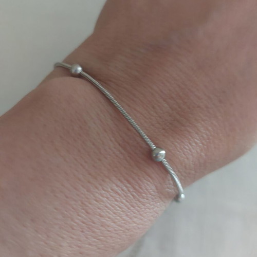 Bracelet from stainless steel like new, length 17+5 cm, silver