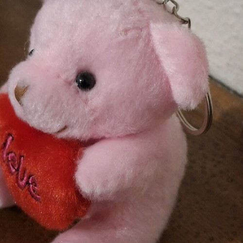 Keychain pink teddy bear Love new