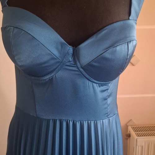 Shein satin dress like new, blue green