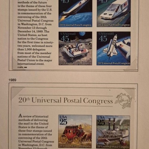 1989 USA Universal Postal Congress stamps, set of 8
