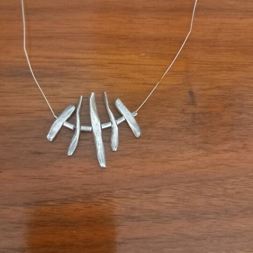 Silver aged hammered necklace