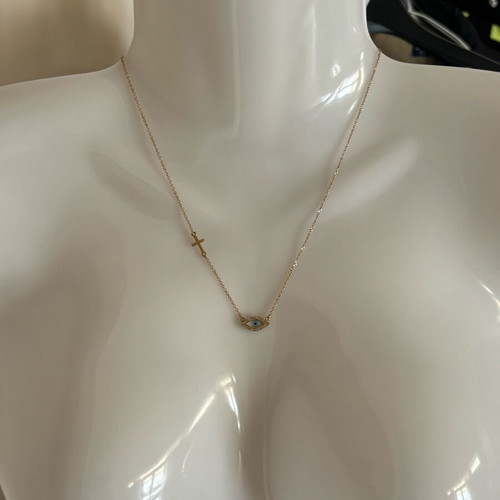 Gold necklace with eye and cross 375 9 carat like new