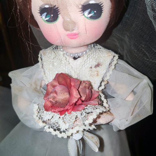 Vintage Sakura music dolls 70s used, bride wind-up music box