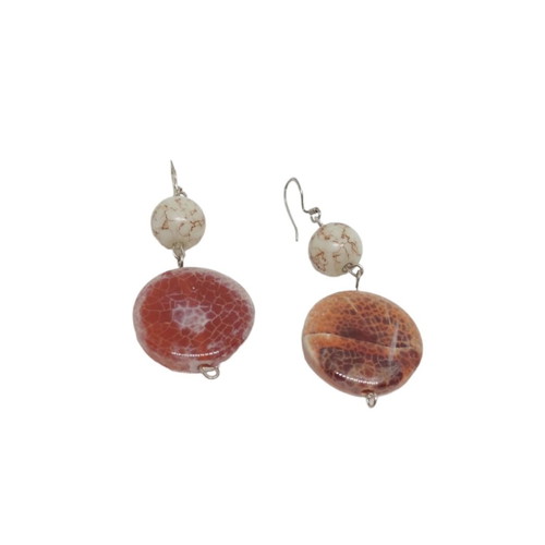 Earrings with nephrite and steel hook new