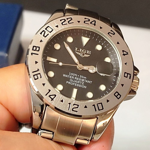 LIGE Quartz Stainless Steel Men's Watch new, full set