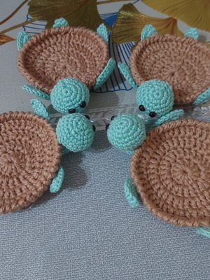 Handmade Turtle Coasters Set of 4, 100% Cotton Yarn