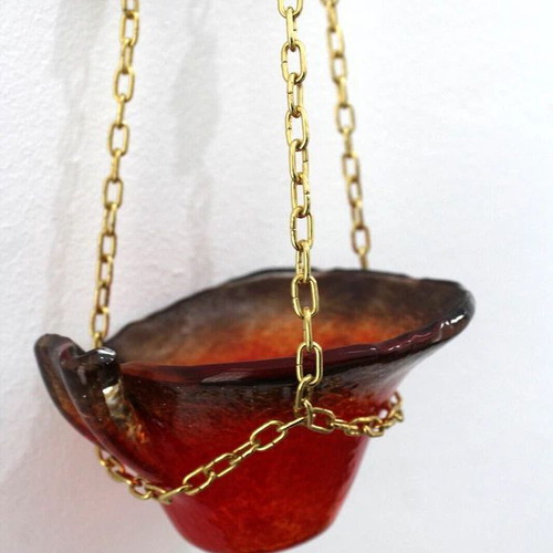 Orthodox Catholic glass hanging lamp handmade with chain new