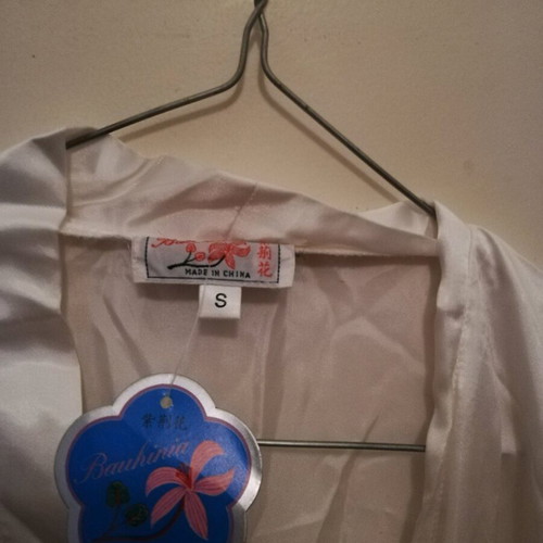 Satin kimono robe new small with sequins white and gray