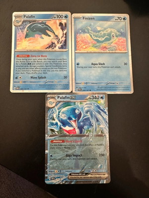 Pokemon cards καινούργιες, πακέτο 3 με Palafin ex, Palafin, Finizen