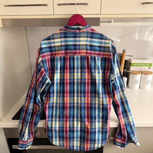 White & White plaid men's shirt XL like new, multicolor