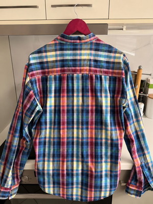 White & White plaid men's shirt XL like new, multicolor