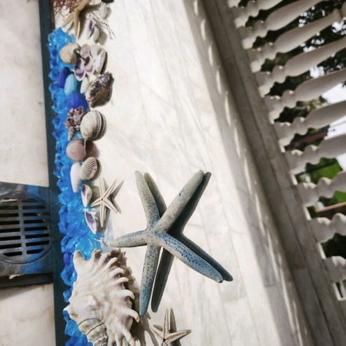 Large handmade mirror with seashells like new