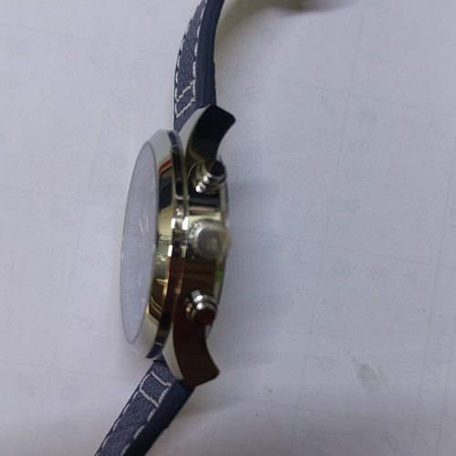 Vogue men's watch new, blue leather strap, 45mm dial, waterproof