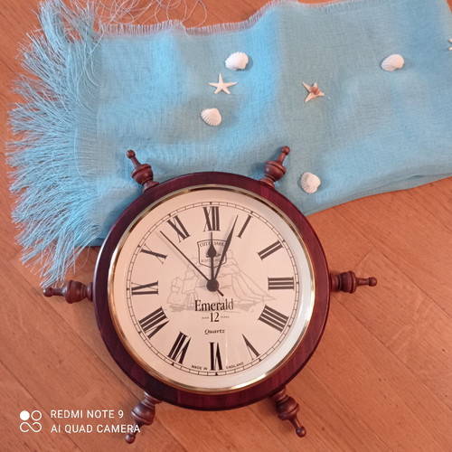 Cutty Sark clock authentic, wood with bronze, functional