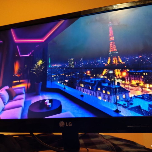 LG 24” Full HD Monitor used with stand and power supply